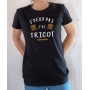 T-shirt Humour : J'peux pas j'ai tricot - Tee-shirt noir femme