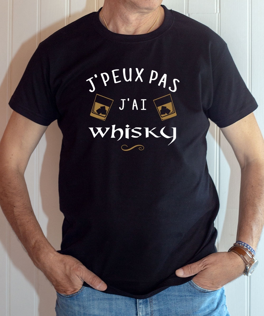 Tee-shirt humour : J'peux pas j'ai whisky