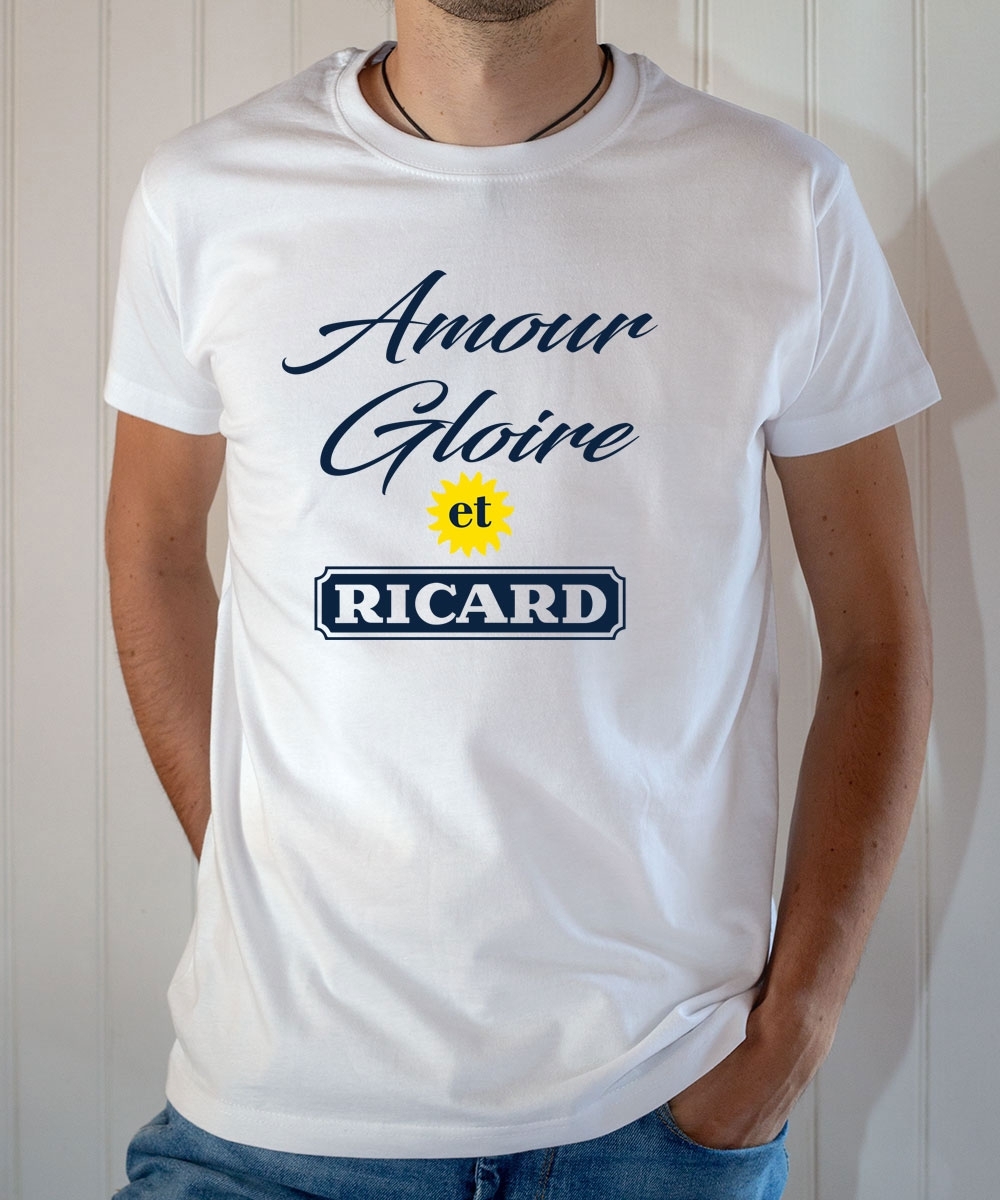 T-shirt humour : Amour Gloire et Ricard - Tee-shirt homme blanc