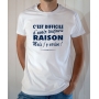 T-shirt humour : C'est difficile d'avoir toujours raison mais j'y arrive - Tee-shirt blanc homme