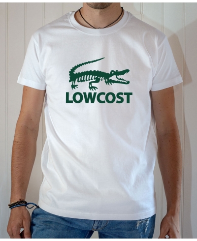 T-shirt humour parodie Lacoste : Lowcost (Squelette de crocodile vert) - Tee-shirt banc homme