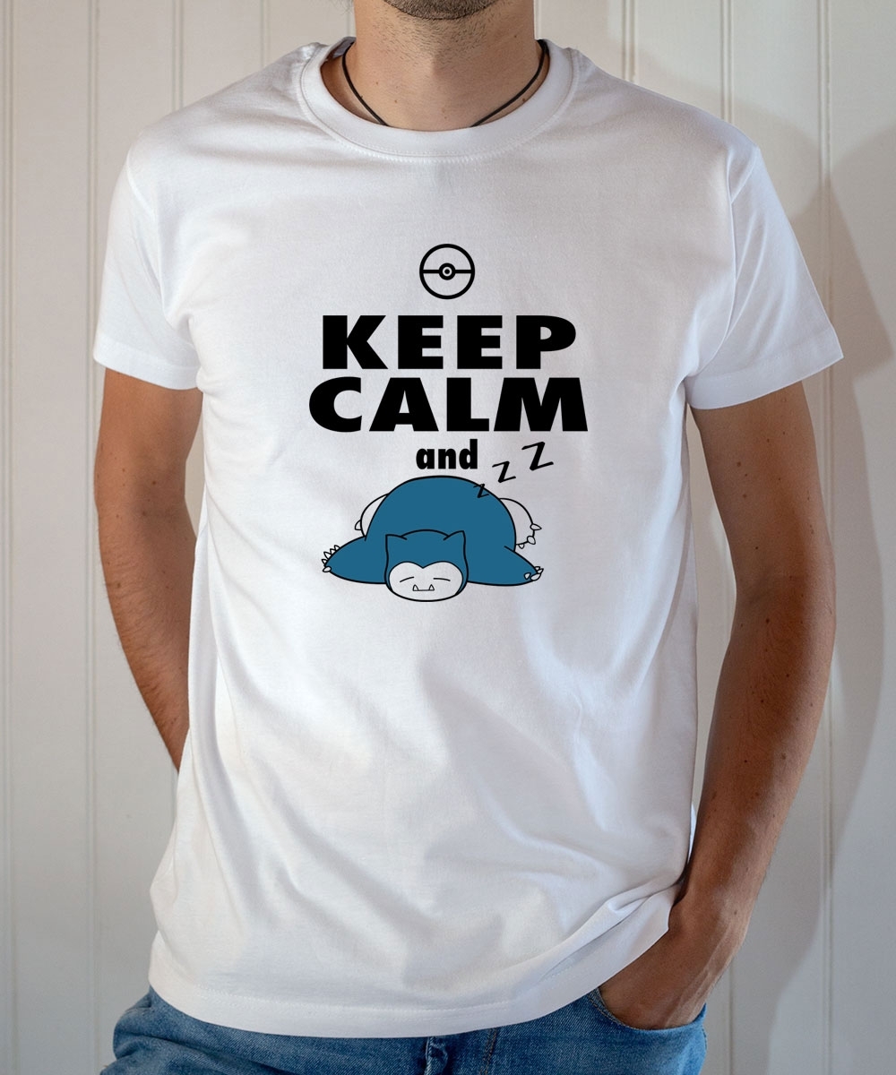 T-shirt Pokémon Humour : Keep Calm and Sleep (Ronflex / Snorlax) - Tee-shirt blanc homme