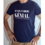 T-shirt Famille : Je suis un homme génial, c'est ma femme qui le dit - Tee-shirt bleu homme