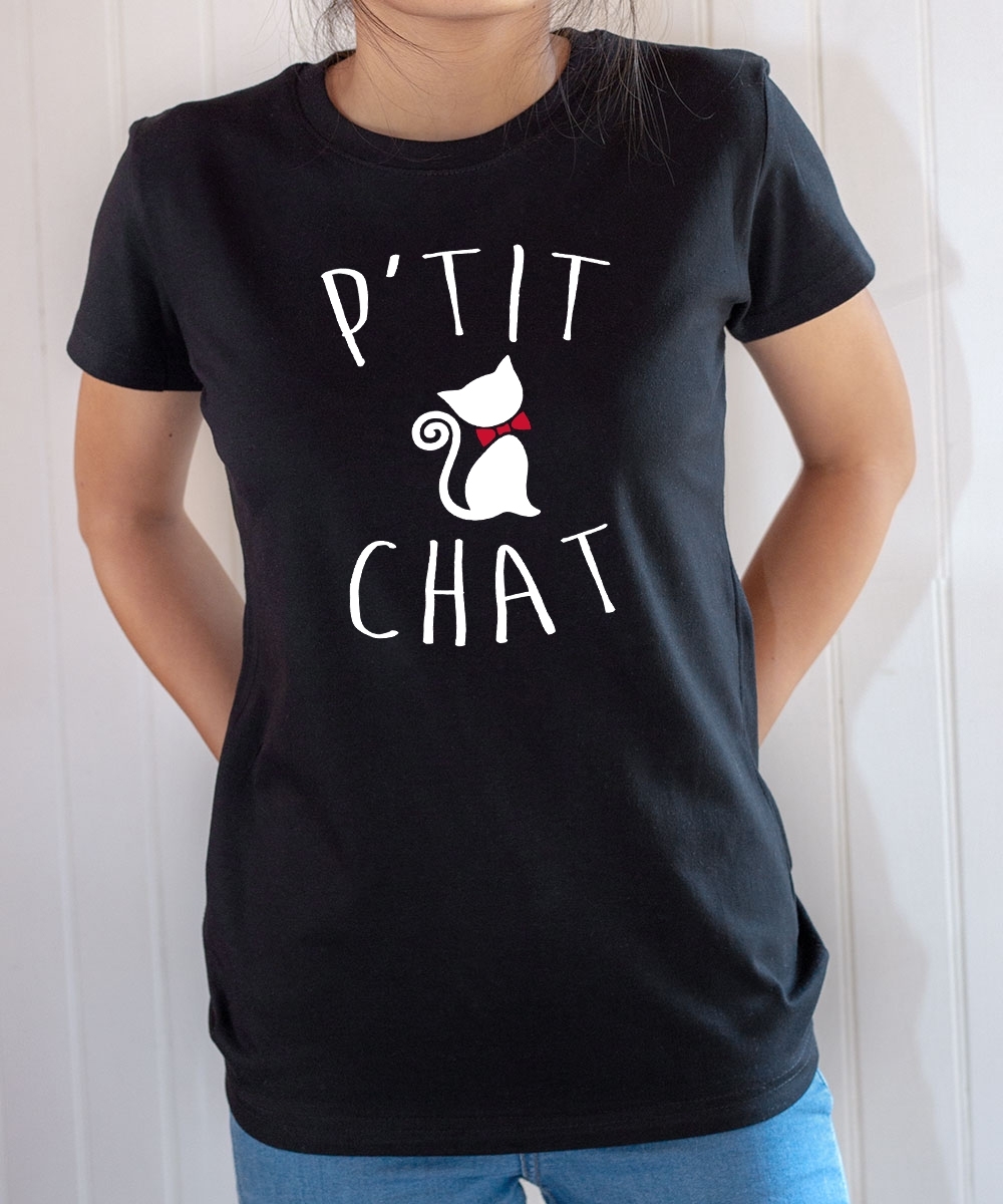 T-shirt Humour : P'tit Chat - Tee-shirt noir