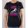 T-shirt Humour : Femmes naissent égales, cavalières - Tee-shirt noir